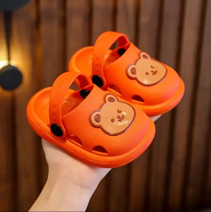 Two-Styles Baby Summer Shoes Cute Bear Baby Sandals Beach Bathroom Toddler Boys Girls Anti-slip Slippers Newborn Infant Sandals