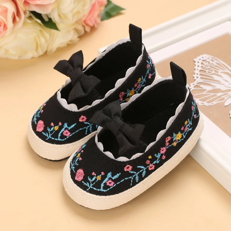 Baby Girl Shoes White Lace Floral Embroidered Soft Shoes Prewalker Walking Toddler Kids Shoes First Walker