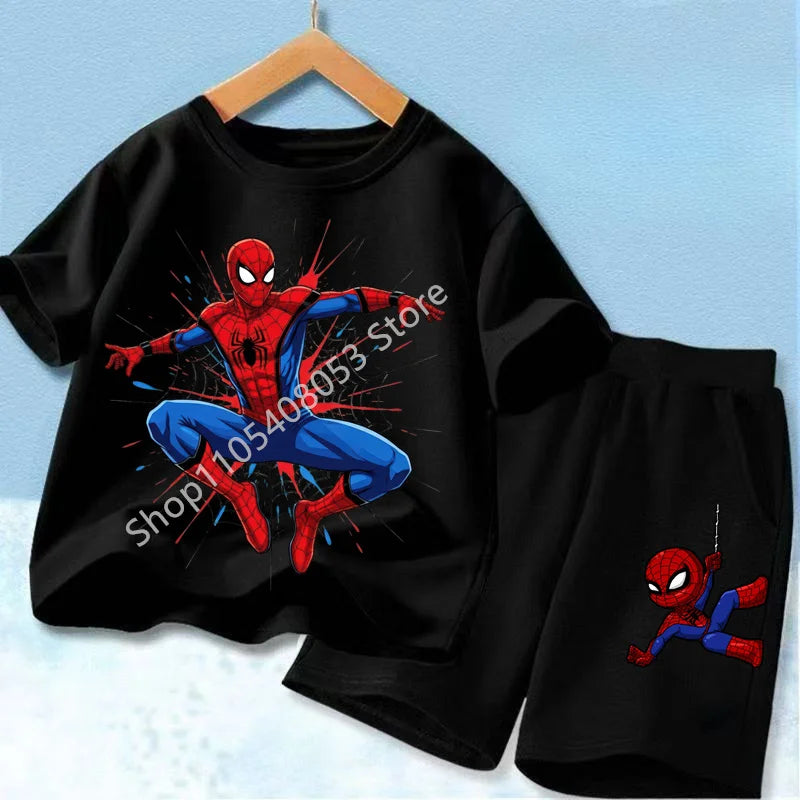 Summer Children Cartoon Spiderman Baby Set Clothing Kids Clothes Children's Short Sleeve T Shirt