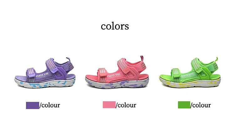Sandals Girls Soft Soles Casual Shoe Fashionable Princess Shoes New Flowers Pink Flat Shoes  Brand Non-slip Beach Shoes Children