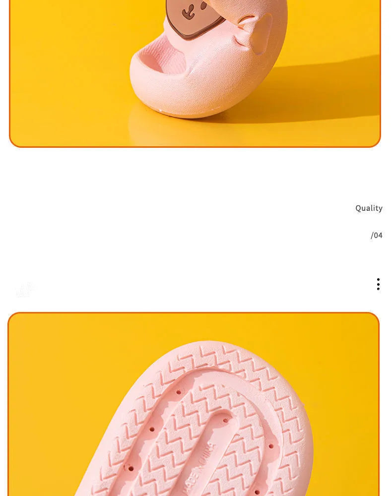 Bear Print Slippers Soft Beach Cloud Platform Indoor Bathroom Slides Summer Mules Outside PVC Shoes