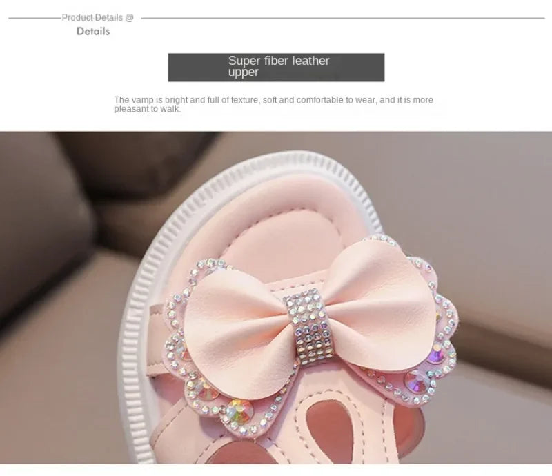 Girls Sandals Kids Soft Soles Casual Princess Shoes New Water Diamond Beach Shoes Bow Shaped Girl Sandals