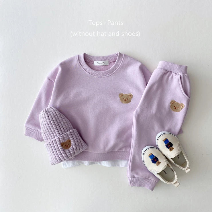 Fashion Toddler Baby Boys Girl Fall Clothes Sets Baby Girl Clothing Set Kids Sports Bear Sweatshirt Pants 2Pcs Suits Outfits - Idrilay 