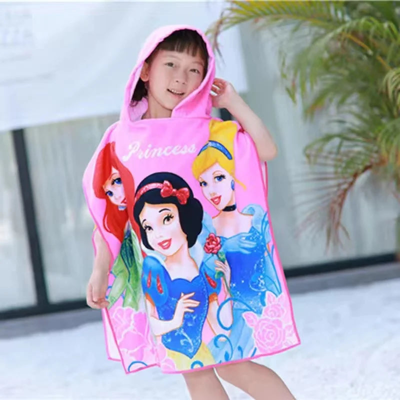 60*120 CM Baby Boys Girls Cartoon Mickey Cars Print Children Hooded Bath Towels Cloak Dry Absorbent Microfiber Bathrobes Pajamas