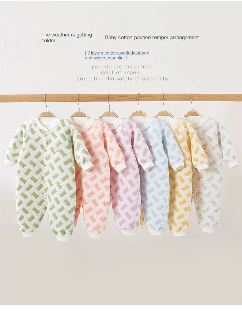 Baby Bodysuit Warm Cotton Outerwear Baby Underwear with Cotton Cladding Creeper Newborn Clothing Spring and Autumn