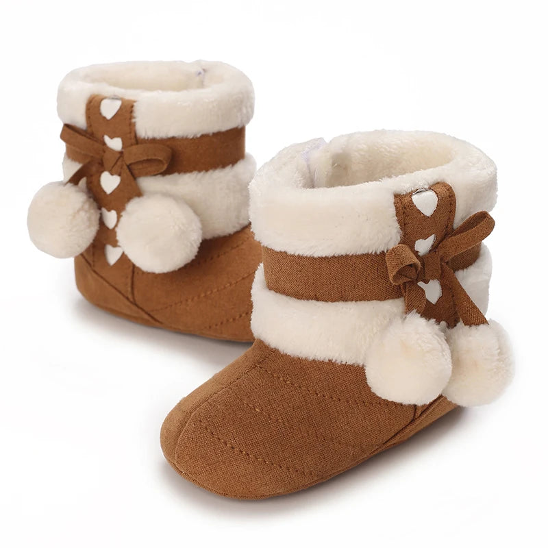 0-18M Lovely Warm Design Baby Girl Boy Toddler First Walkers Baby Shoes Soft Slippers Cute Shoes Winter Non-Slip Baby Warm Shoes