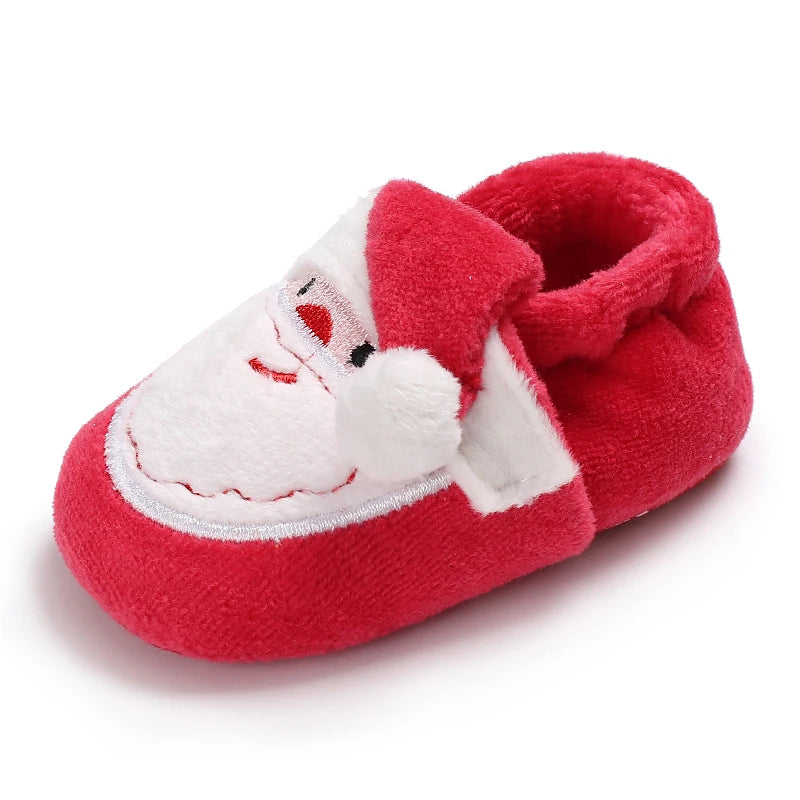 Cute Baby Boy Christmas Boots With Plush Insulation Suitable For 0-1 Year Old Girls Soft Soled and Comfortable Boots The first