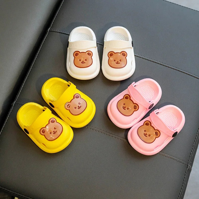 Two-Styles Baby Summer Shoes Cute Bear Baby Sandals Beach Bathroom Toddler Boys Girls Anti-slip Slippers Newborn Infant Sandals