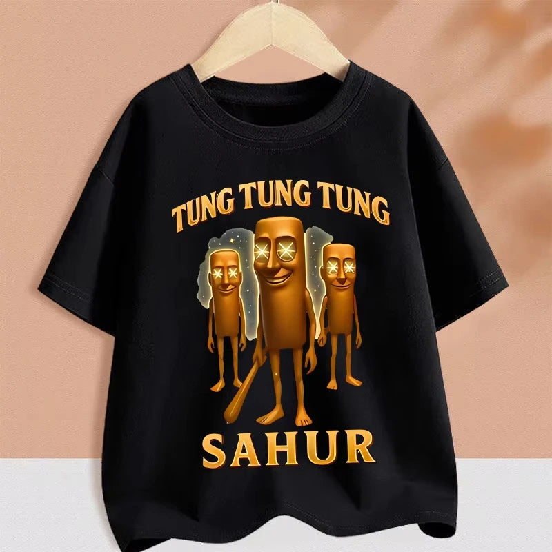 2025 Kids Clothes Funny Italian Brainrot T Shirt Cartoon Graphics Casual Vintage Boys Girls Short Sleeve Top Children's Clothing