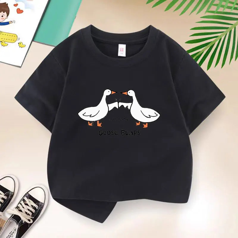 New 2025 Summer Casual Children's Goose Brother Korean T-shirt Boys T Shirt Boys Clothes Print Cotton T Shirts Kids Clothes