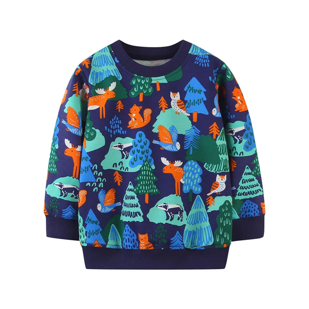 2-7T New Design Cotton Boys Sweatshirts Dinosaurs Fashion Children's Sport Shirts Long Sleeve Kids Autumn Spring Clothes