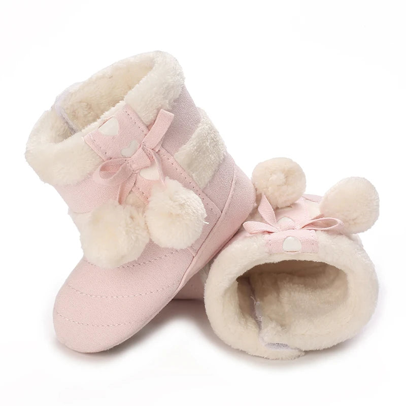 0-18M Lovely Warm Design Baby Girl Boy Toddler First Walkers Baby Shoes Soft Slippers Cute Shoes Winter Non-Slip Baby Warm Shoes