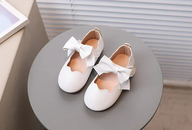 Girls Mary Jane Shoes Children Solid Color Bow Round-toe Bow 2024 New Kids Fashion Soft Moccasin Shoes Baby First Walker Shoes - Idrilay 