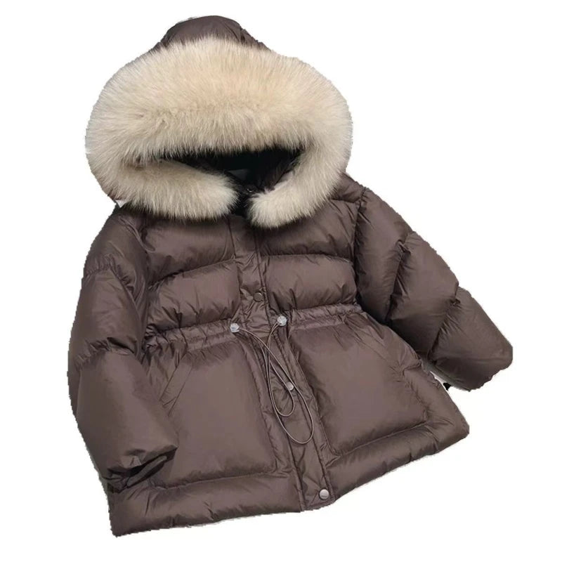 2025 Winter New Hooded Medium to Long Children's Thick Hairy Decorative Cotton Jacket