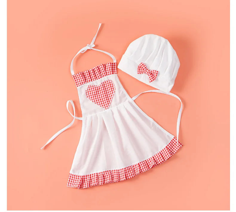 2pcs/set Baby Chef Apron Hat Newborn Photography Props  Kids Costumes  Chef Baby Cook Costume - Idrilay 