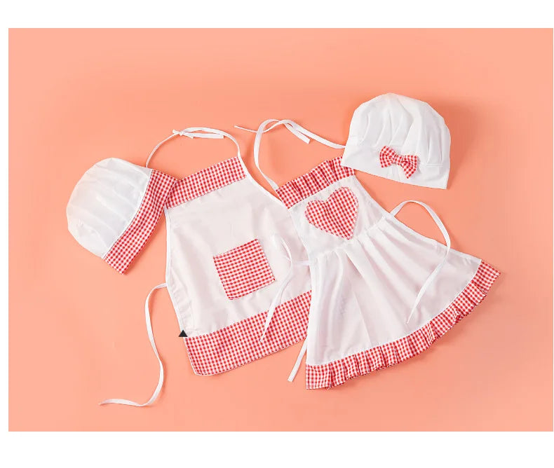 2pcs/set Baby Chef Apron Hat Newborn Photography Props  Kids Costumes  Chef Baby Cook Costume - Idrilay 