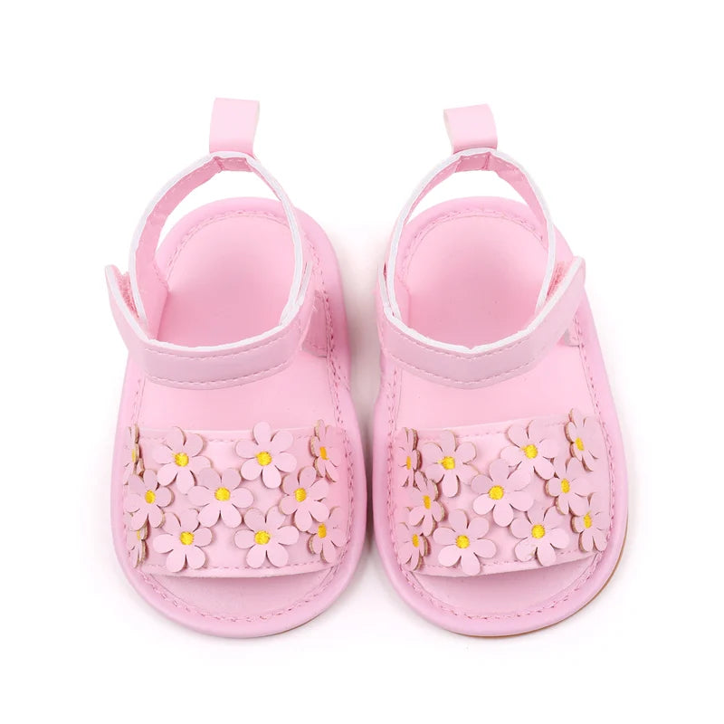 Baby Girl Shoes Cute Flowers Beautiful Sandals Summer Walking Infant Shoes 2024 New Fashion High Quality PU and TPR BHX3195