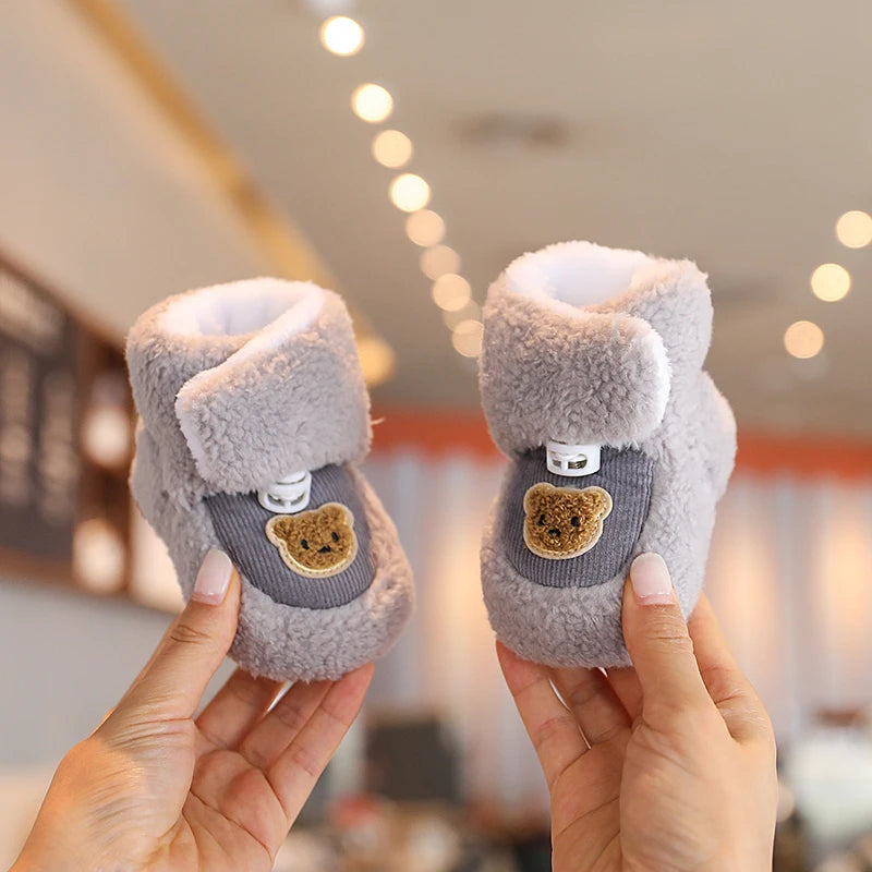 0-18M Lovely Warm Design Baby Girl Boy Toddler First Walkers Baby Shoes Soft Slippers Cute Shoes Winter Non-Slip Baby Warm Shoes