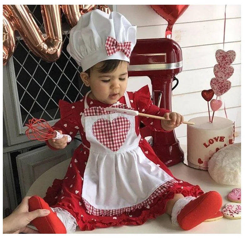 2pcs/set Baby Chef Apron Hat Newborn Photography Props  Kids Costumes  Chef Baby Cook Costume - Idrilay 