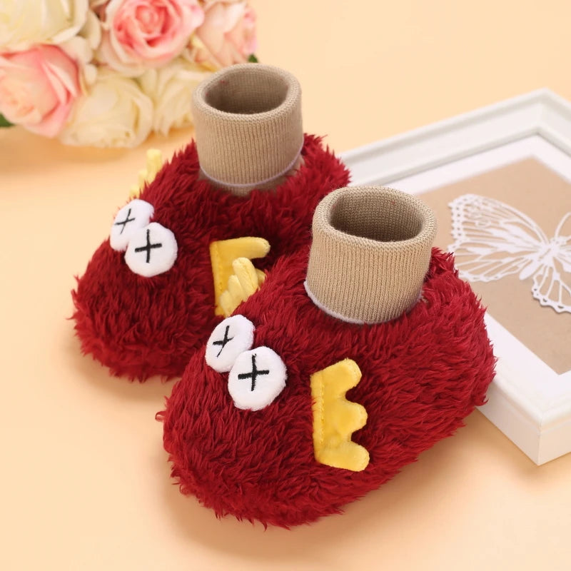 0-18M Lovely Warm Design Baby Girl Boy Toddler First Walkers Baby Shoes Soft Slippers Cute Shoes Winter Non-Slip Baby Warm Shoes