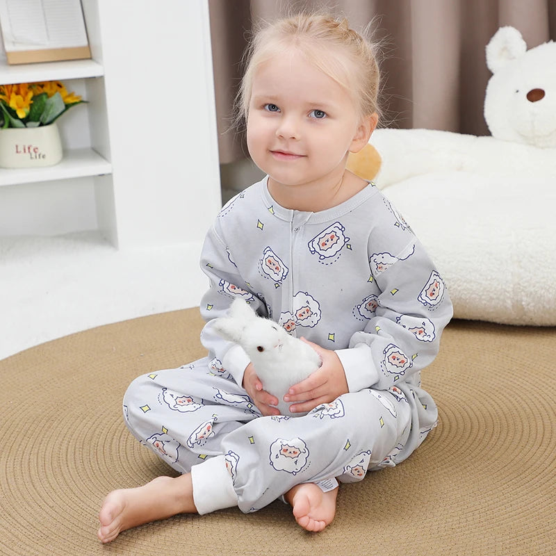 MICHLEY Spring Cotton Sleeping Bag Baby Sack Cartoon Sleepsack Pajamas Long Sleeve Sleepwear For Girls Boys Children 6M-6T