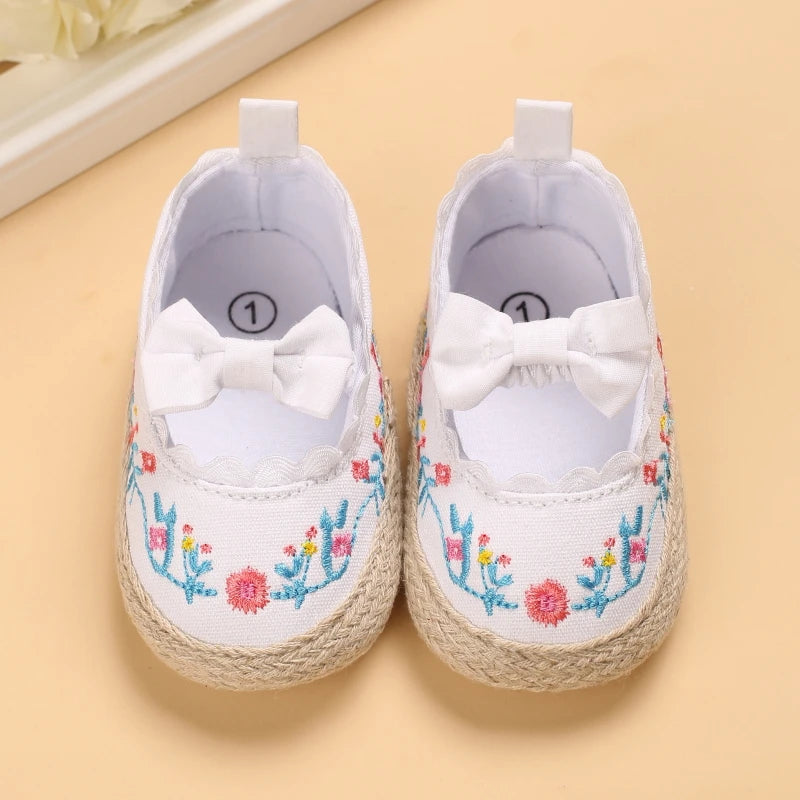 Baby Girl Shoes White Lace Floral Embroidered Soft Shoes Prewalker Walking Toddler Kids Shoes First Walker