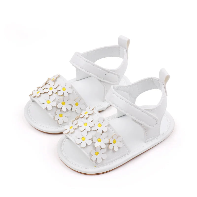 Baby Girl Shoes Cute Flowers Beautiful Sandals Summer Walking Infant Shoes 2024 New Fashion High Quality PU and TPR BHX3195