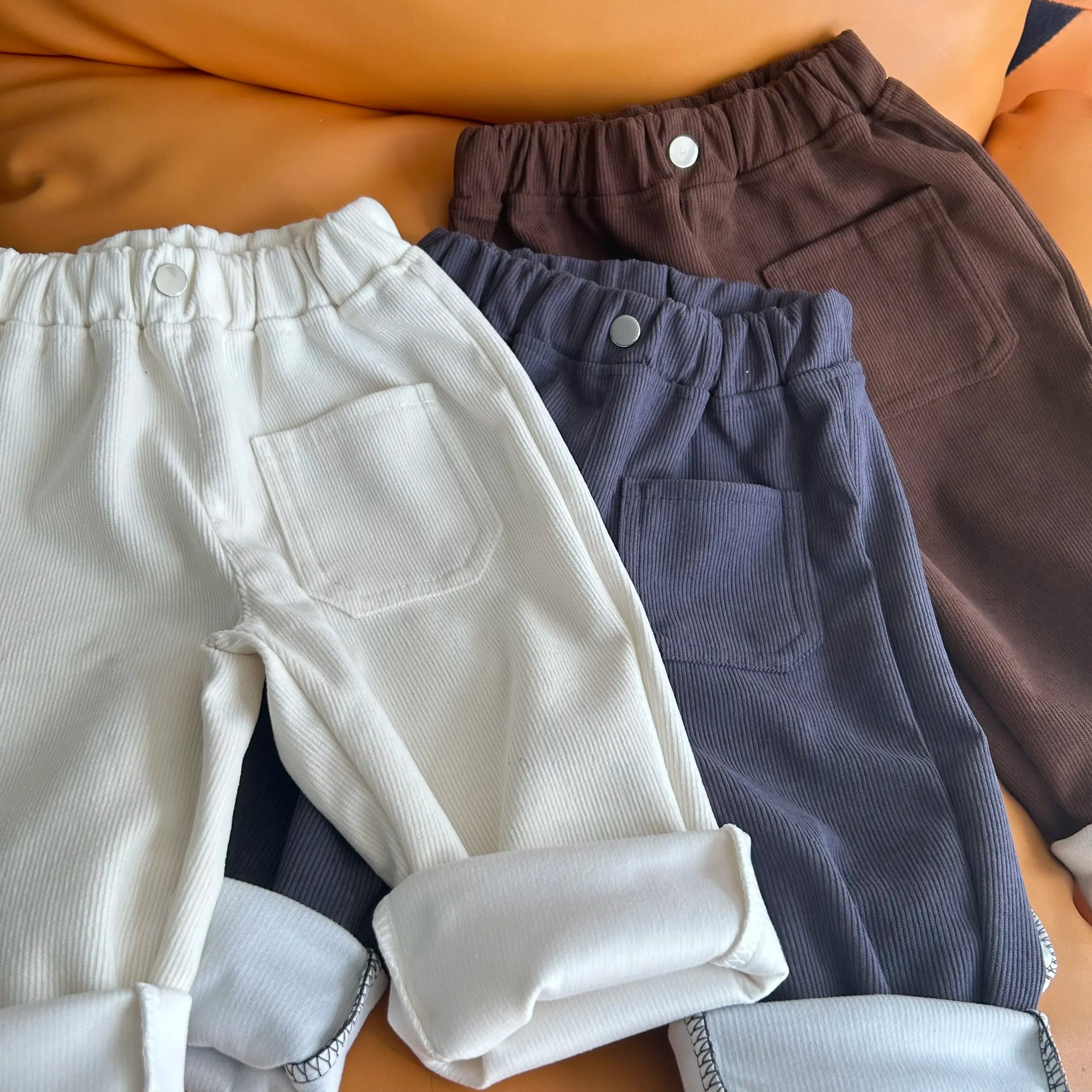 Fashion children's clothing Autumn Winter Kids solid color Corduroy pants Boys soft loose Trousers Girls all-match casual pants - Idrilay 