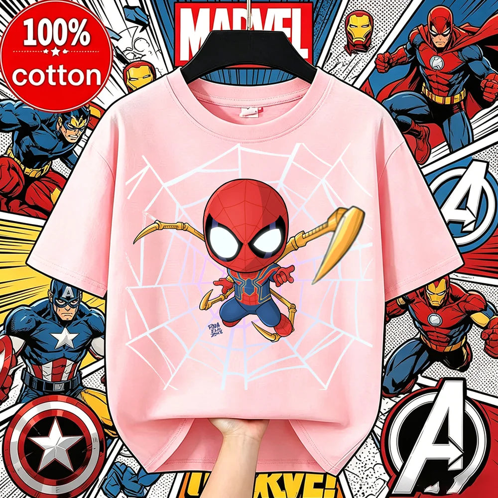 Boys Spiderman Clothes Girls Spider-Man Graphic T-Shirt Ages 3-14 Summer Marvel Kids Casual Tops