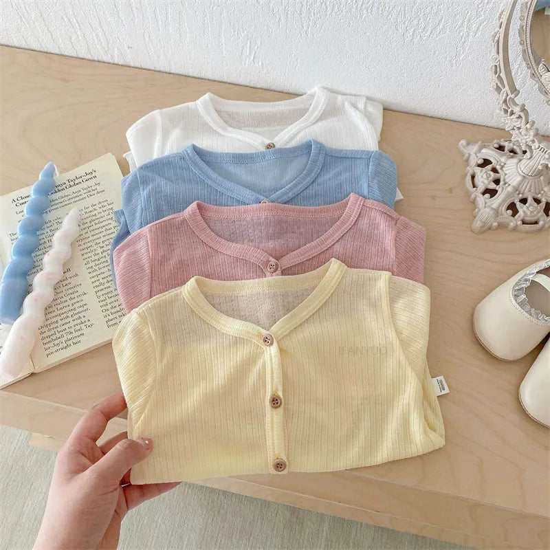Summer Korean Children Clothing Breathable Soft Kids Casual Coat Baby Toddler Sunscreen Thin Cardigan Toddler Girls Boys Outwear