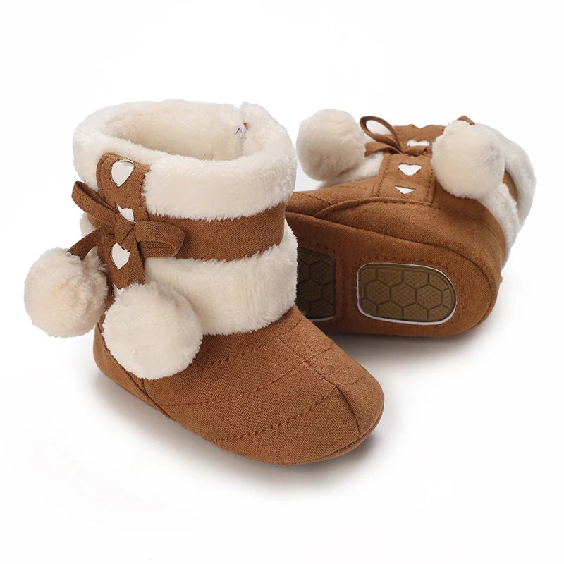 0-18M Lovely Warm Design Baby Girl Boy Toddler First Walkers Baby Shoes Soft Slippers Cute Shoes Winter Non-Slip Baby Warm Shoes