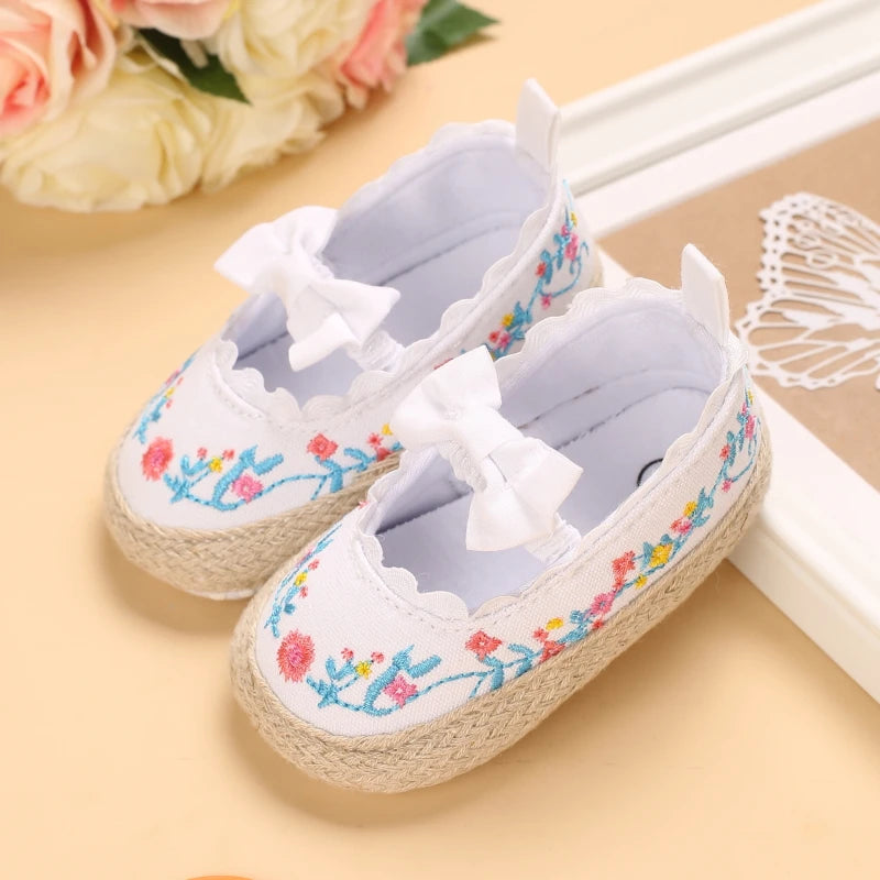 Baby Girl Shoes White Lace Floral Embroidered Soft Shoes Prewalker Walking Toddler Kids Shoes First Walker