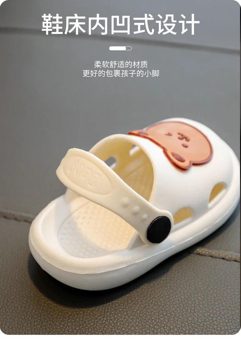 Two-Styles Baby Summer Shoes Cute Bear Baby Sandals Beach Bathroom Toddler Boys Girls Anti-slip Slippers Newborn Infant Sandals