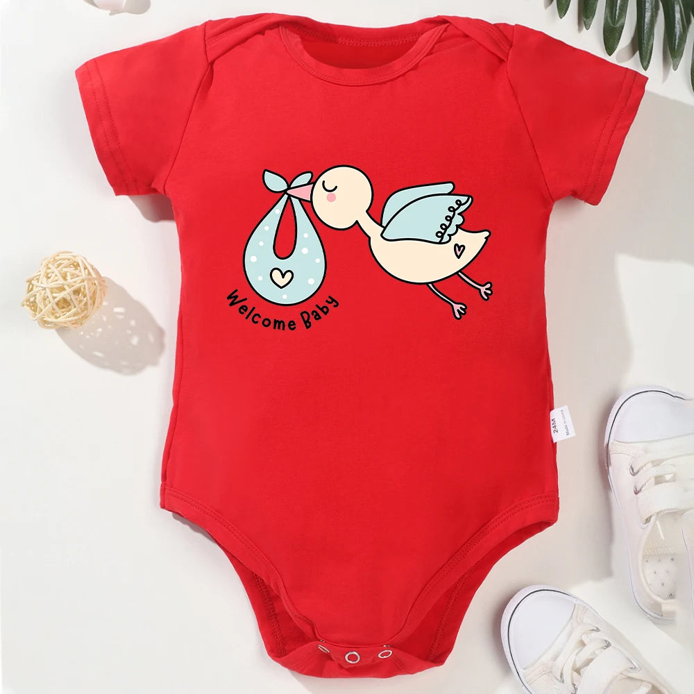 100% Cotton Baby Onesie Welcome Baby Pregnancy Announcement Newborn Boy Girl Clothes Aesthetic Comfy Soft Breathable Bodysuit