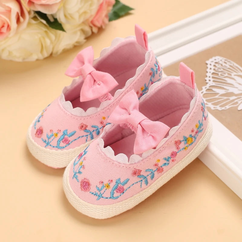 Baby Girl Shoes White Lace Floral Embroidered Soft Shoes Prewalker Walking Toddler Kids Shoes First Walker