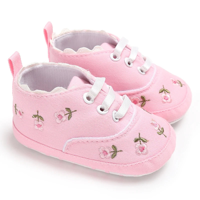 Baby Girl Shoes White Lace Floral Embroidered Soft Shoes Prewalker Walking Toddler Kids Shoes First Walker