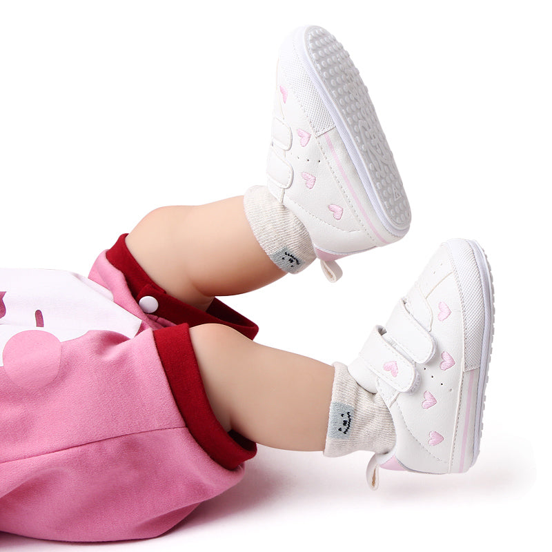 Baby Sneaker PU Leather Heart Star Non-slip Flats First Walking Shoes for Girls Boys