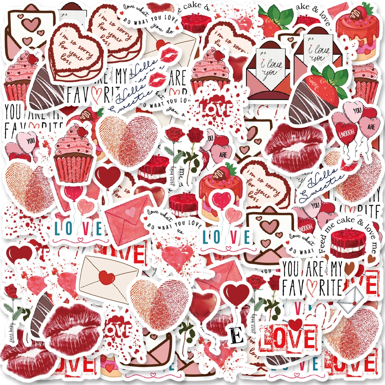46pcs Valentine's Day Theme Pattern Stickers, Suitable for Valentine Parties, Photo Albums, Notebooks, Phone Cases, Water Bottle - Idrilay 