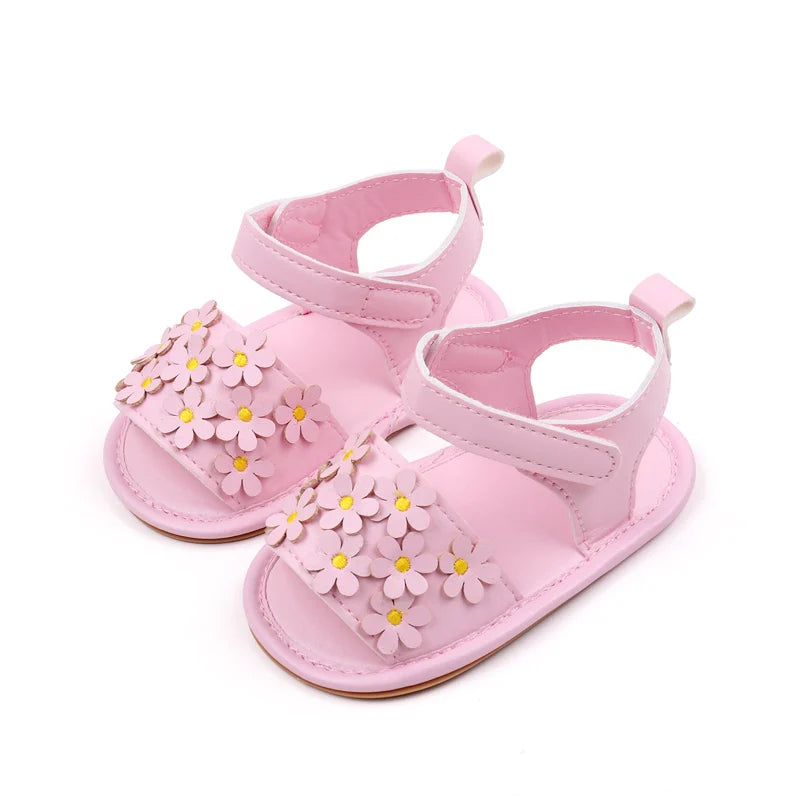 Baby Girl Shoes Cute Flowers Beautiful Sandals Summer Walking Infant Shoes 2024 New Fashion High Quality PU and TPR BHX3195