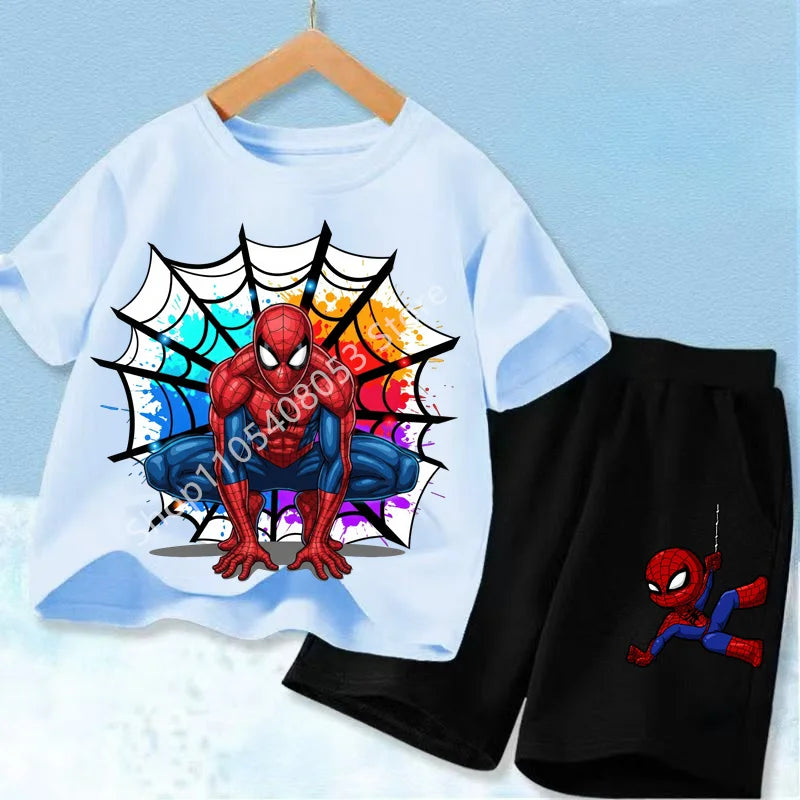 Summer Children Cartoon Spiderman Baby Set Clothing Kids Clothes Children's Short Sleeve T Shirt