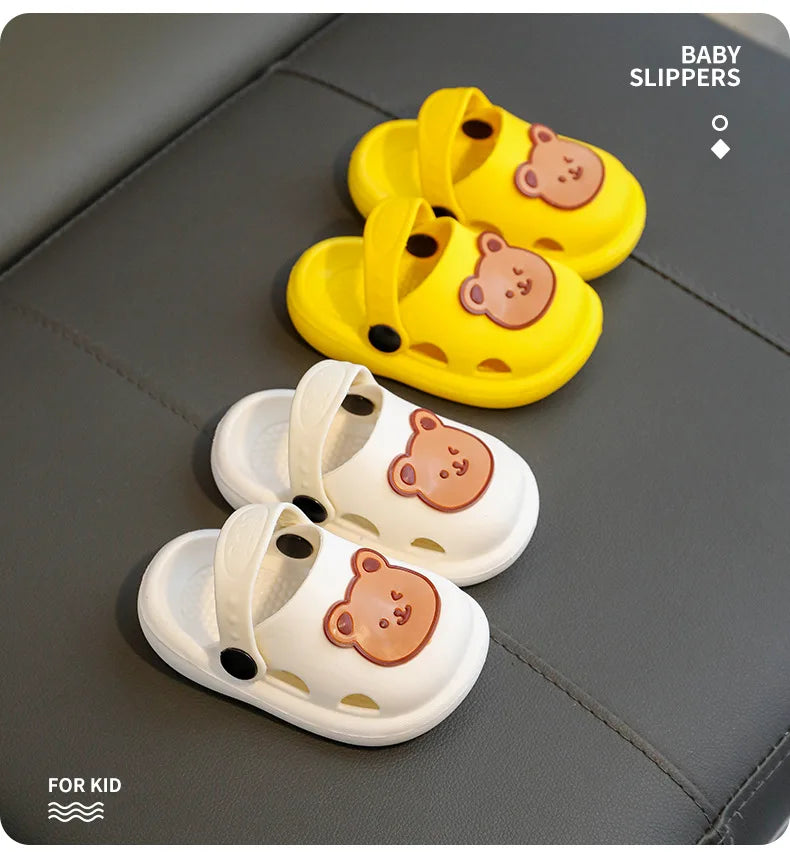 Two-Styles Baby Summer Shoes Cute Bear Baby Sandals Beach Bathroom Toddler Boys Girls Anti-slip Slippers Newborn Infant Sandals