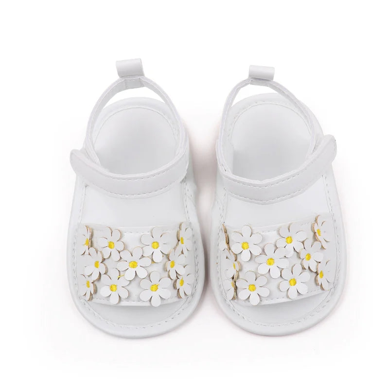 Baby Girl Shoes Cute Flowers Beautiful Sandals Summer Walking Infant Shoes 2024 New Fashion High Quality PU and TPR BHX3195