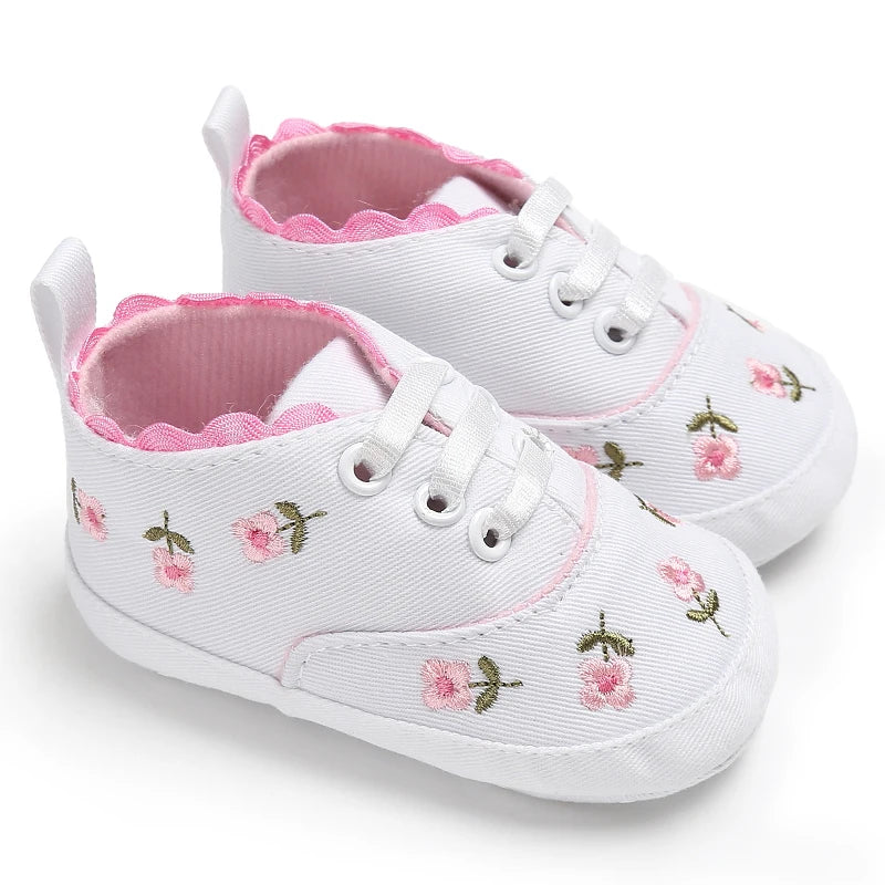 Baby Girl Shoes White Lace Floral Embroidered Soft Shoes Prewalker Walking Toddler Kids Shoes First Walker