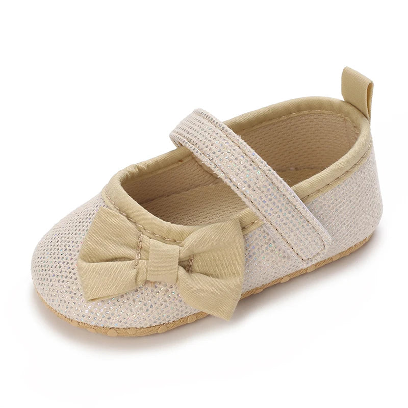 Cute Spring Newborn Golden Baby Shoes Non Slip Cloth Bottom Girl Shoes Elegant Breathable Casual Baby First Walking Shoes 0-18 M