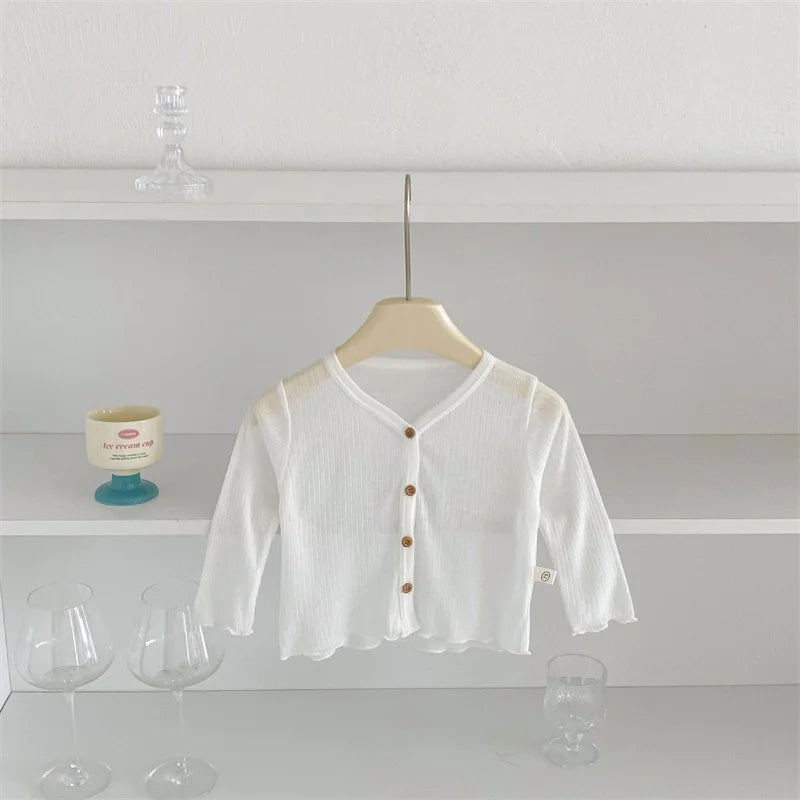 Summer Korean Children Clothing Breathable Soft Kids Casual Coat Baby Toddler Sunscreen Thin Cardigan Toddler Girls Boys Outwear