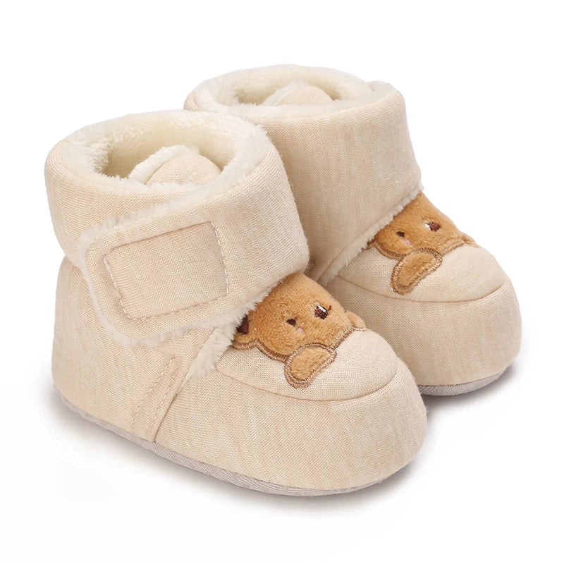 0-18M Lovely Warm Design Baby Girl Boy Toddler First Walkers Baby Shoes Soft Slippers Cute Shoes Winter Non-Slip Baby Warm Shoes