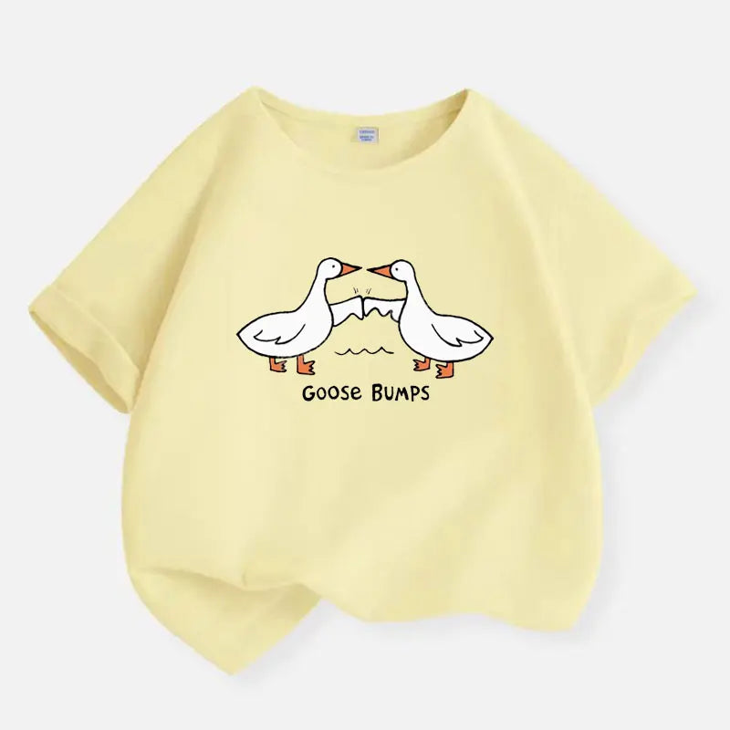 New 2025 Summer Casual Children's Goose Brother Korean T-shirt Boys T Shirt Boys Clothes Print Cotton T Shirts Kids Clothes