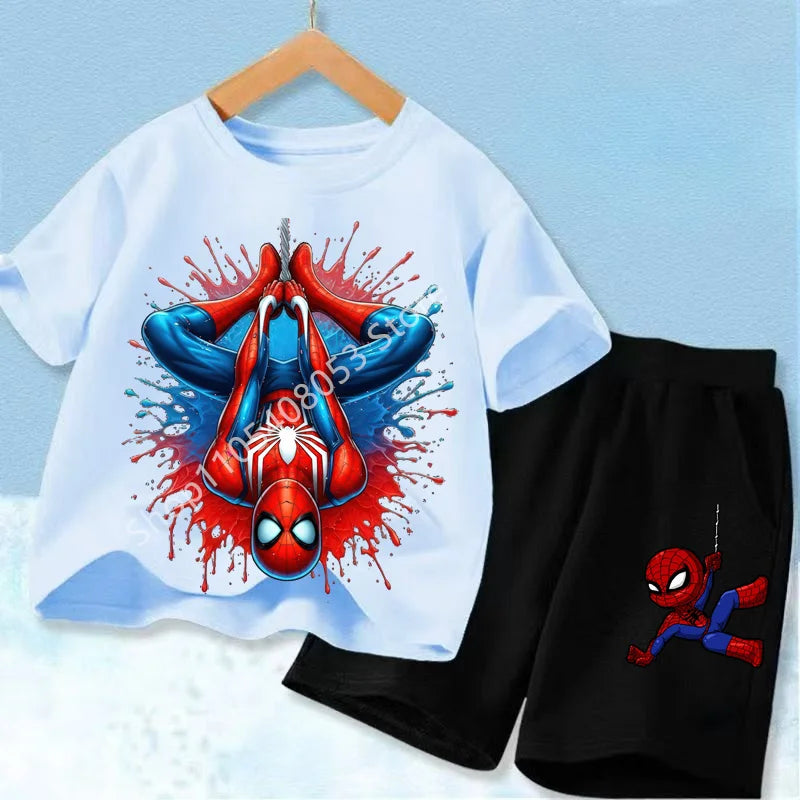 Summer Children Cartoon Spiderman Baby Set Clothing Kids Clothes Children's Short Sleeve T Shirt