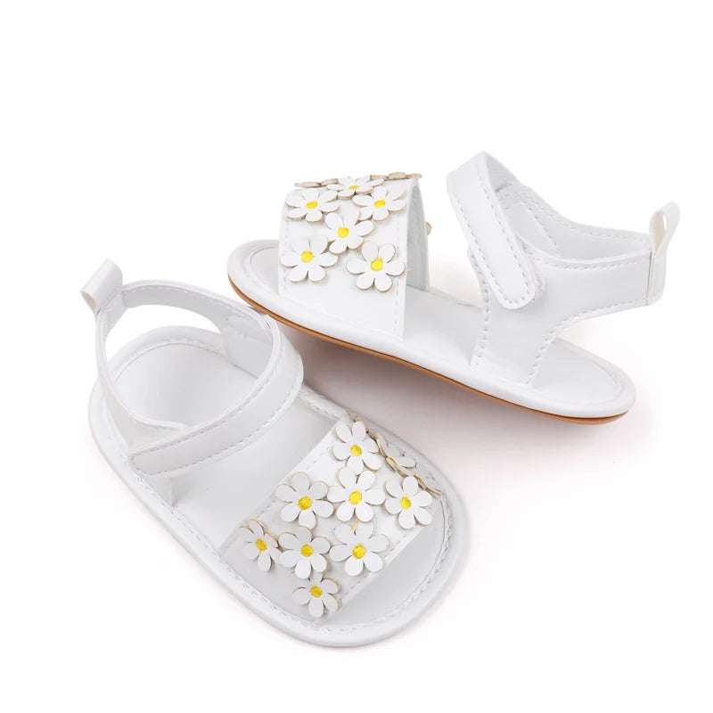 Baby Girl Shoes Cute Flowers Beautiful Sandals Summer Walking Infant Shoes 2024 New Fashion High Quality PU and TPR BHX3195