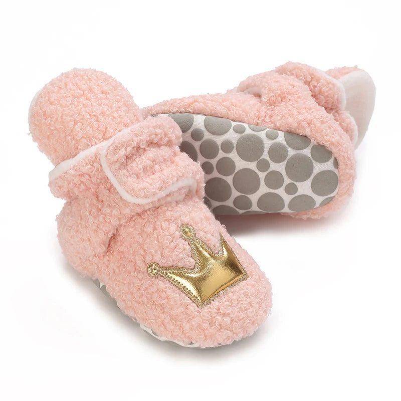 0-18M Lovely Warm Design Baby Girl Boy Toddler First Walkers Baby Shoes Soft Slippers Cute Shoes Winter Non-Slip Baby Warm Shoes